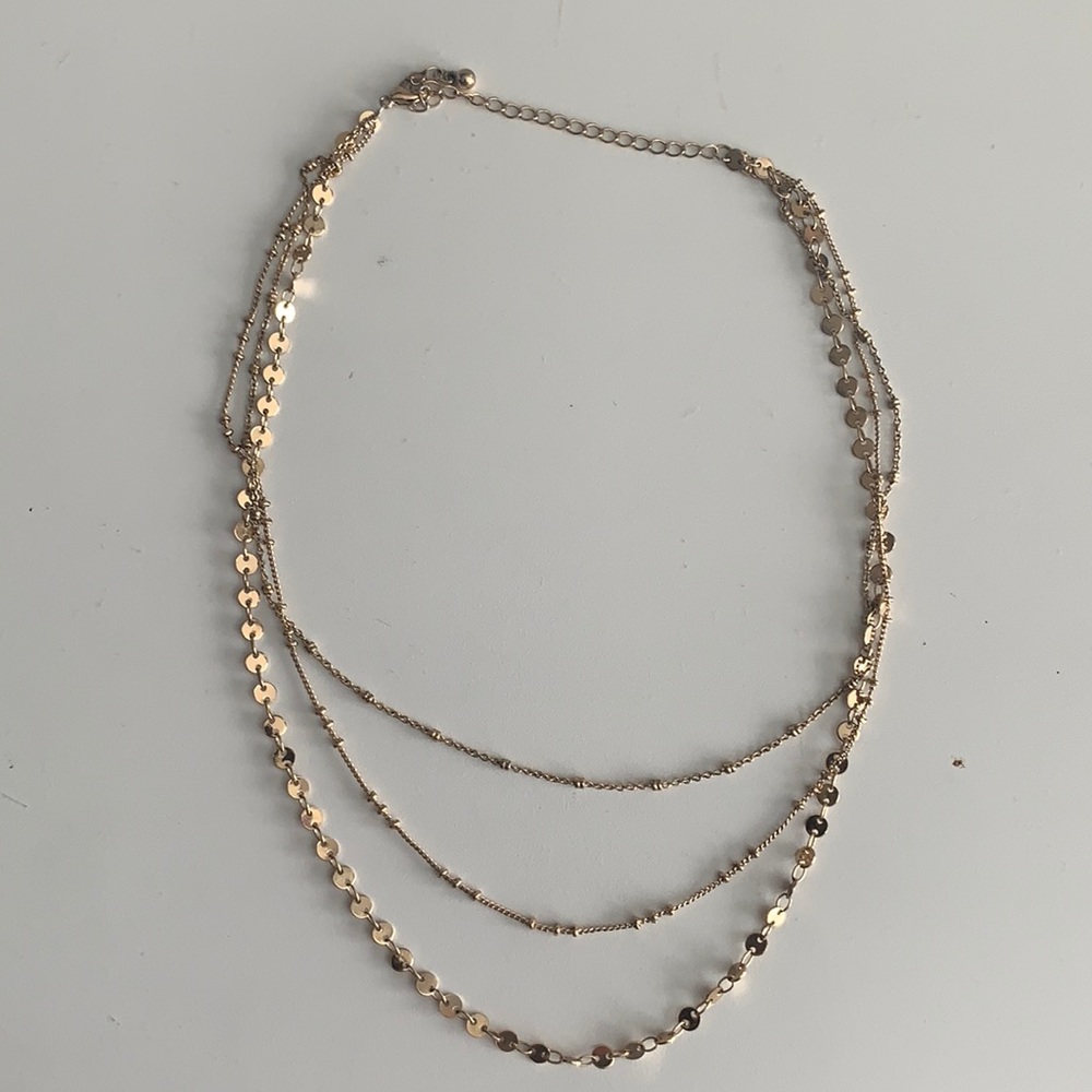 Gold Three Tier Chocker Wrap Necklace